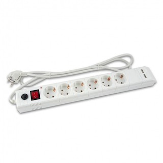 Сетевой фильтр Buro BU-SP3_USB/W 3м (6 розеток) белый 2 порта USB
